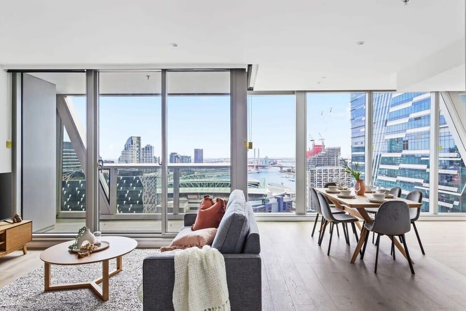 A very spacious living and dining overlooking the bay!