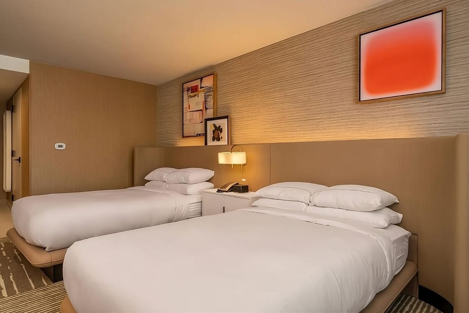 Settle in comfortably with two plush beds for easy sharing.
