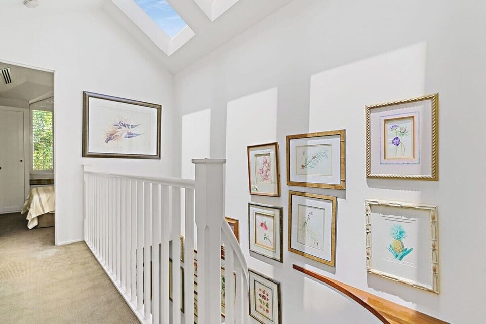 The hallway, with original artworks
