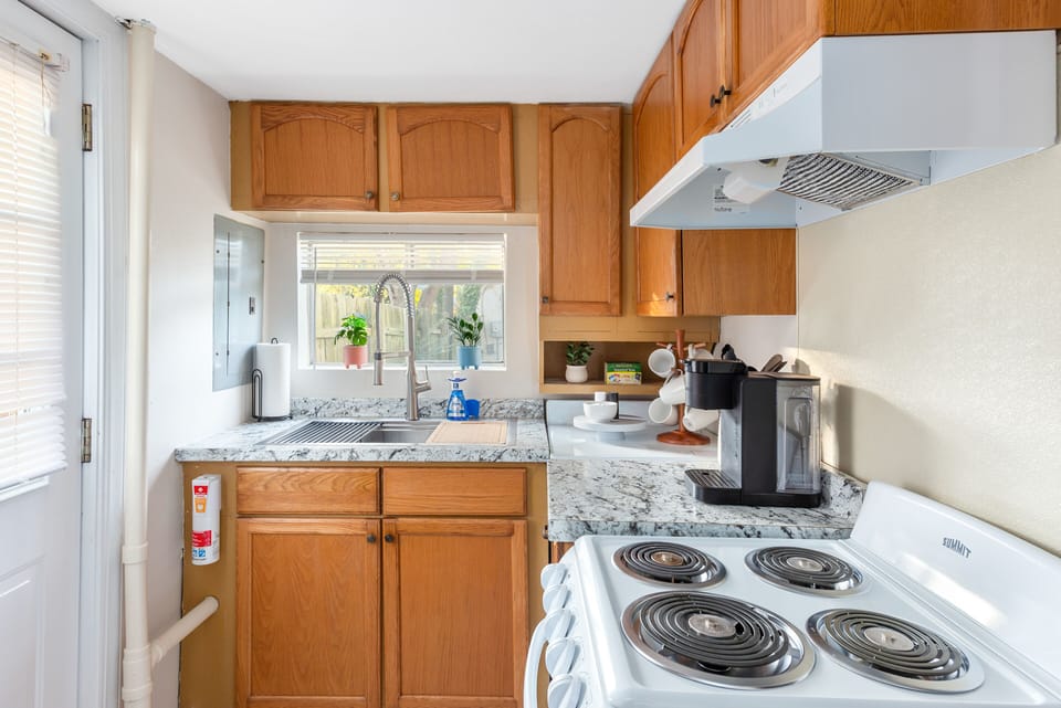 Fully stocked kitchen for all your cooking needs!