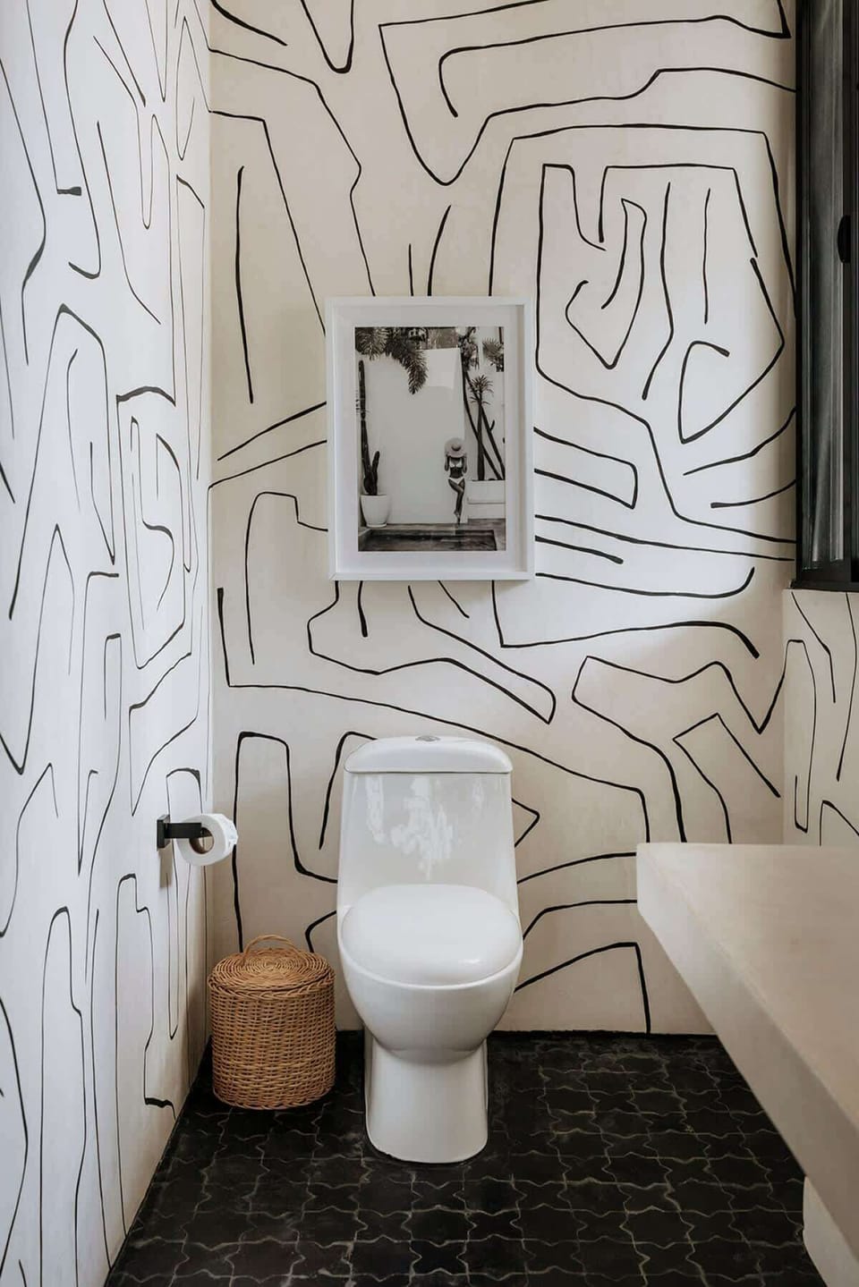 Guest bath with mural 