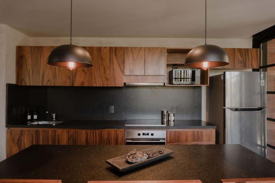 Stone countertops and kitchen island