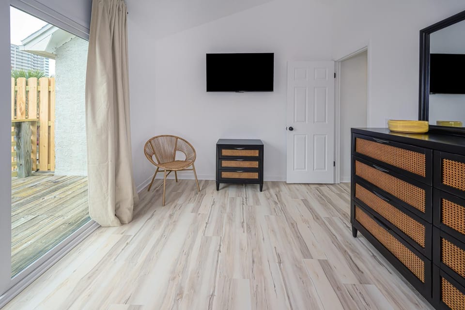 Great storage and large flat screen smart TV!