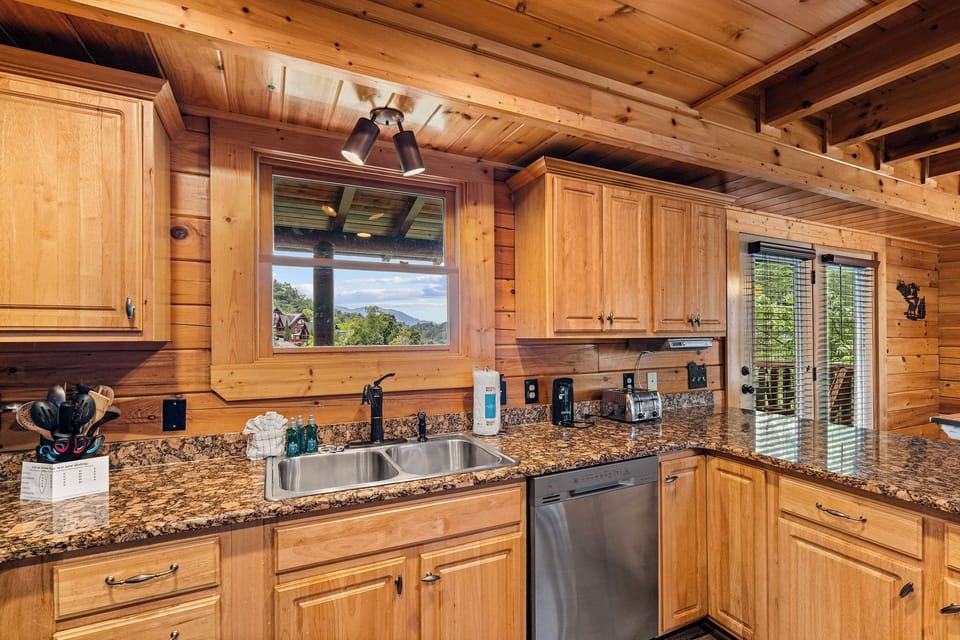 kitchen sink with a view