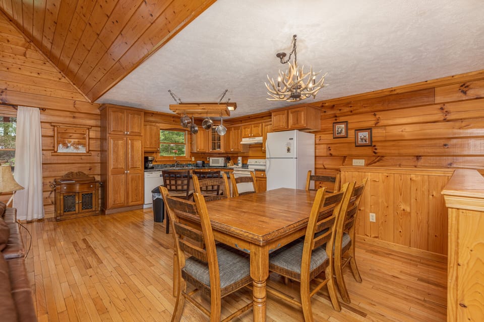 Dining table and chairs off of kitchen