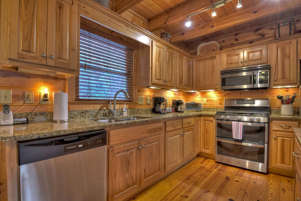 Beautiful stainless steel applaince with granite countertops