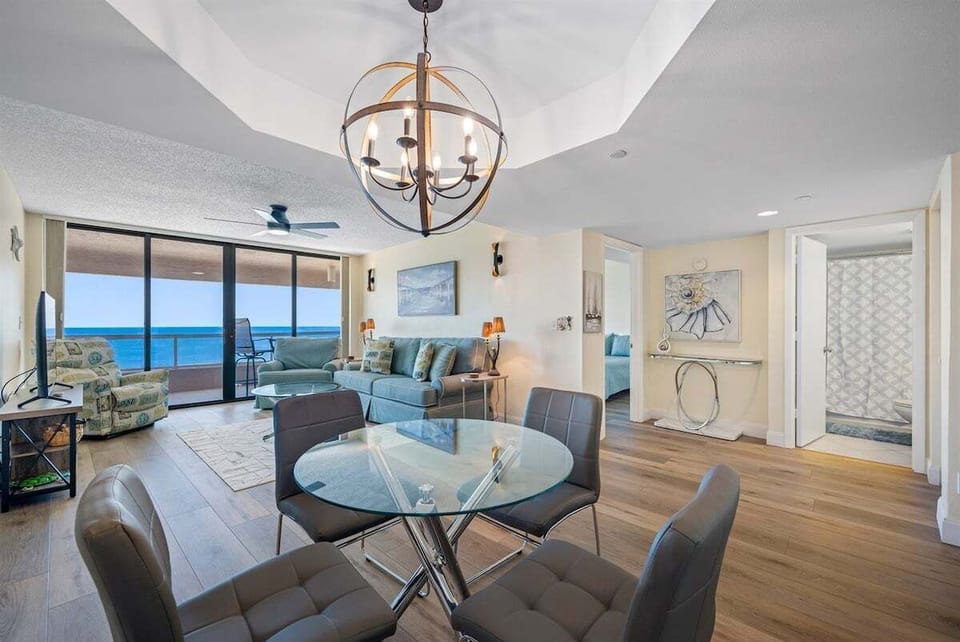 Living and Dining area with a beautiful view!