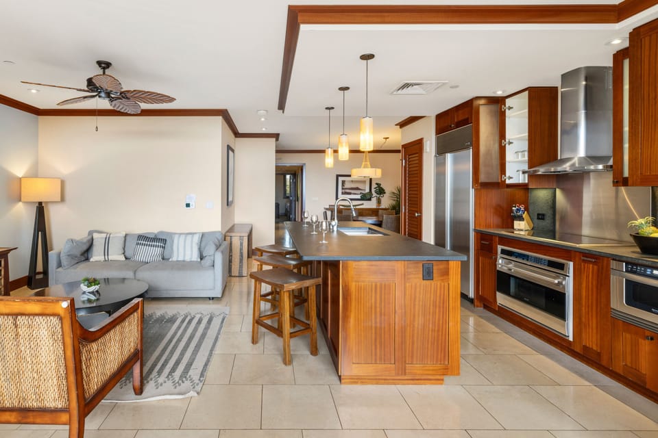 The open design and high ceilings brings everyone together throughout the villa.