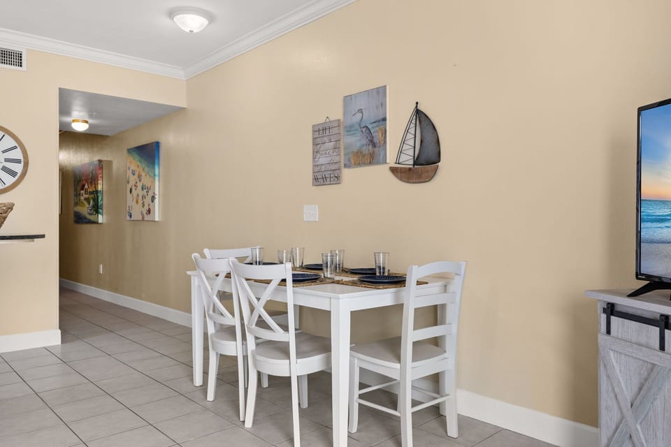 Seat 6 at Dining Table with Butterfly Extender & Bench by Front Door
