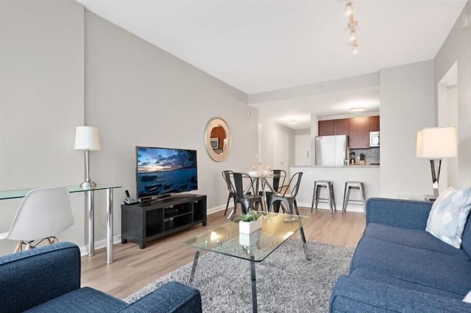 Jersey City 1 Bedroom River View Living Room