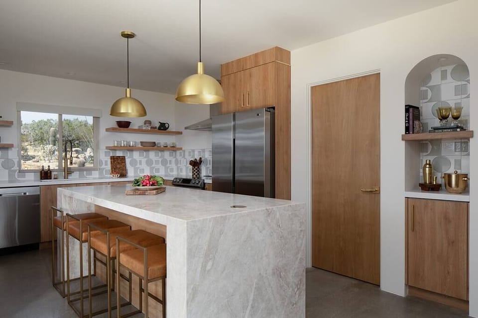 Waterfall Stone Kitchen Island 