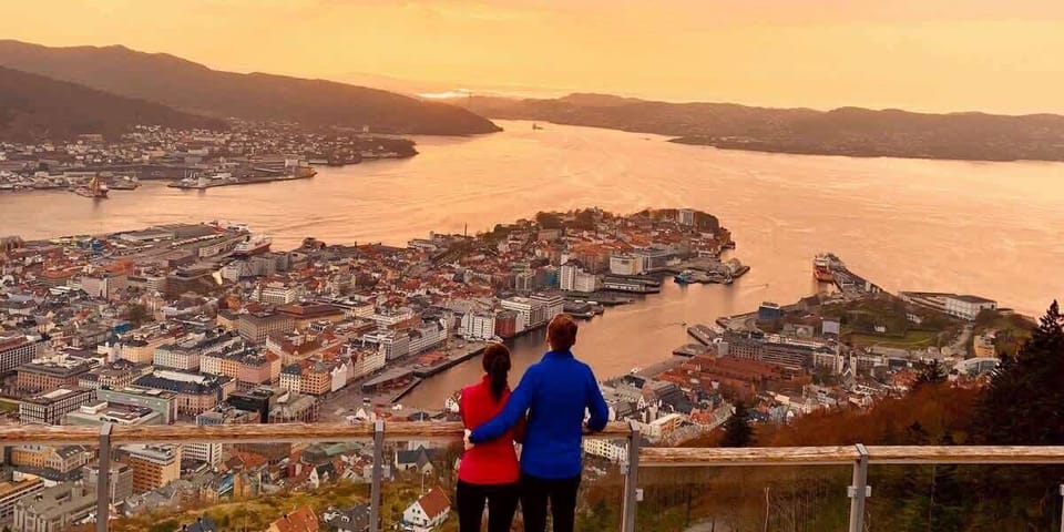Experience breathtaking panoramic views of Bergen and its surrounding mountains from the top of Fløyen, a must-visit destination for nature lovers and adventure seekers alike.