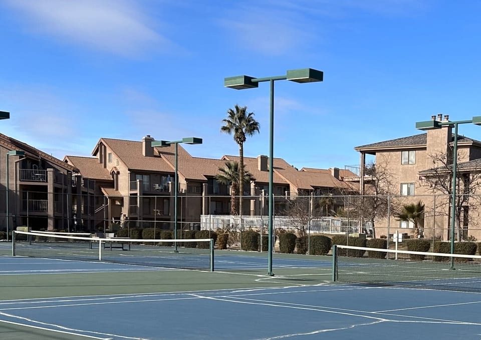 Tennis court and view of our balcony