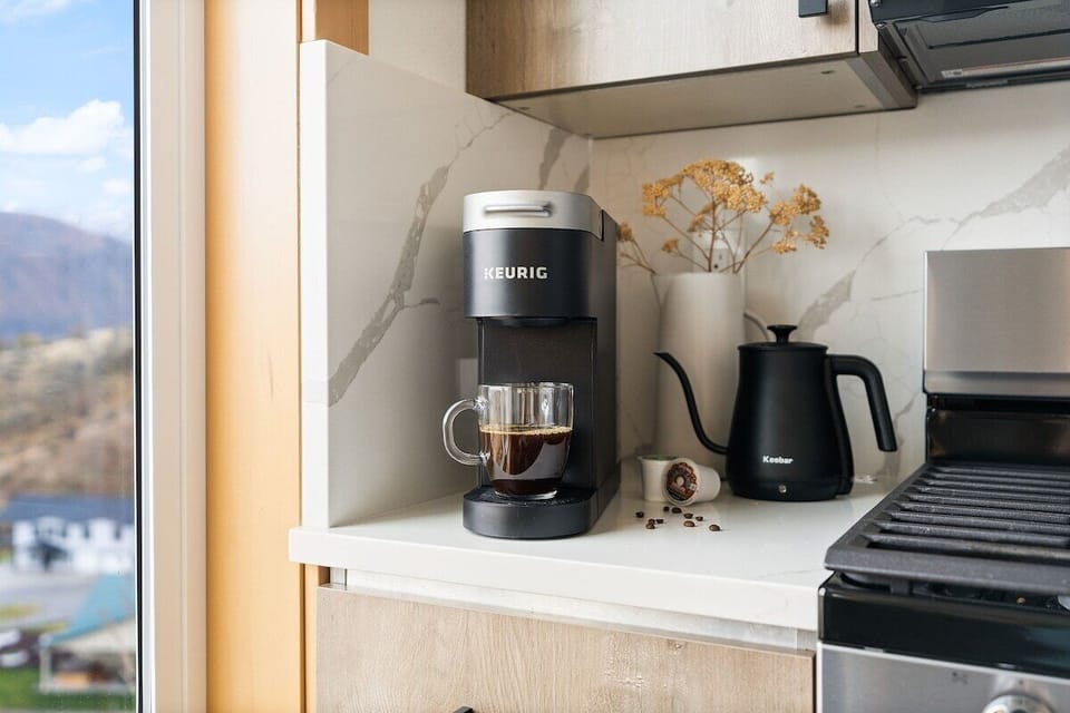 Enjoy a cup of coffee or a cup of Tea on us.