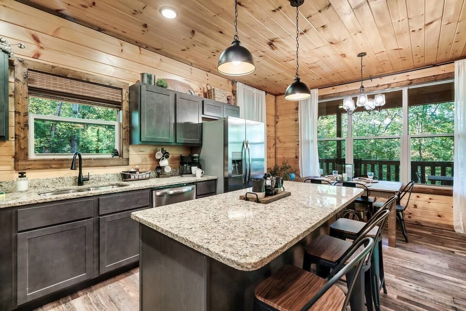 Bear Up There Cabin's fully equipped kitchen
