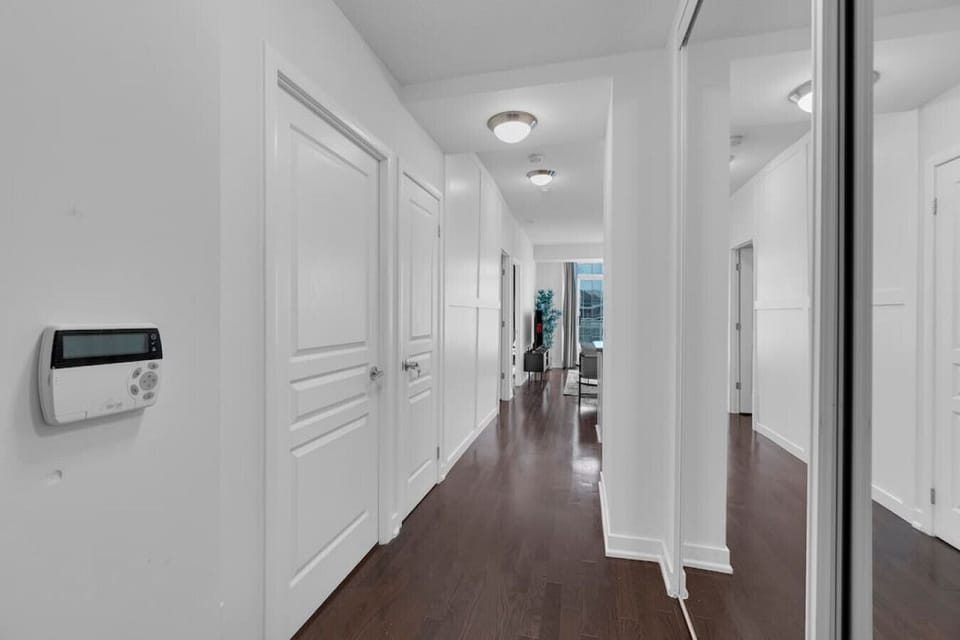 View from the entrance down the main hallway to the main relaxing and balcony area.
