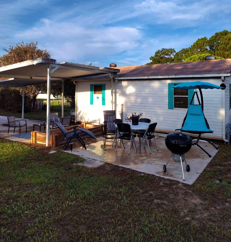 Even after a morning rain, the outdoor area is ready for you. 