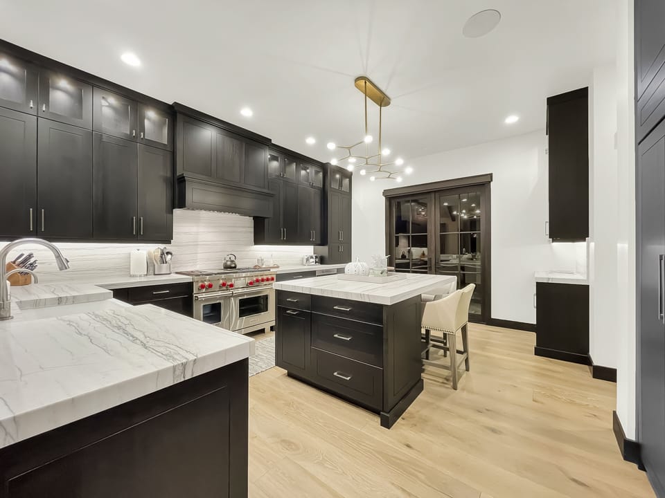 The kitchen is gorgeously styled and fully stocked.