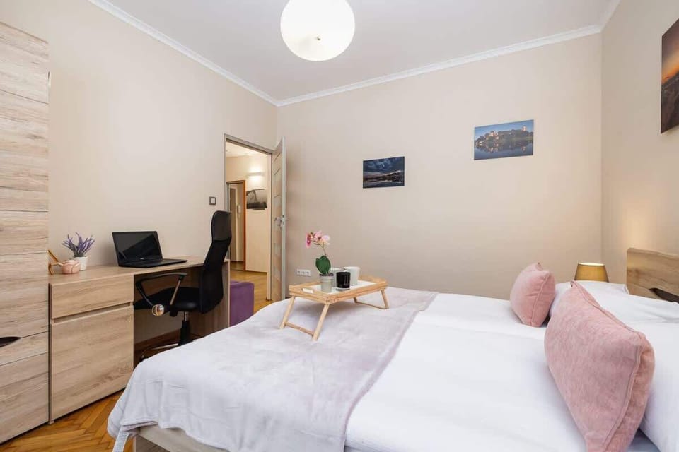 Enjoy the simplicity and comfort of the bedroom's modern design. 