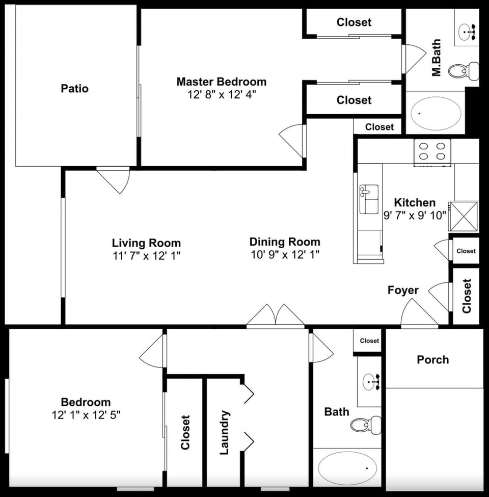Sample of the 2 bedroom floorplan.