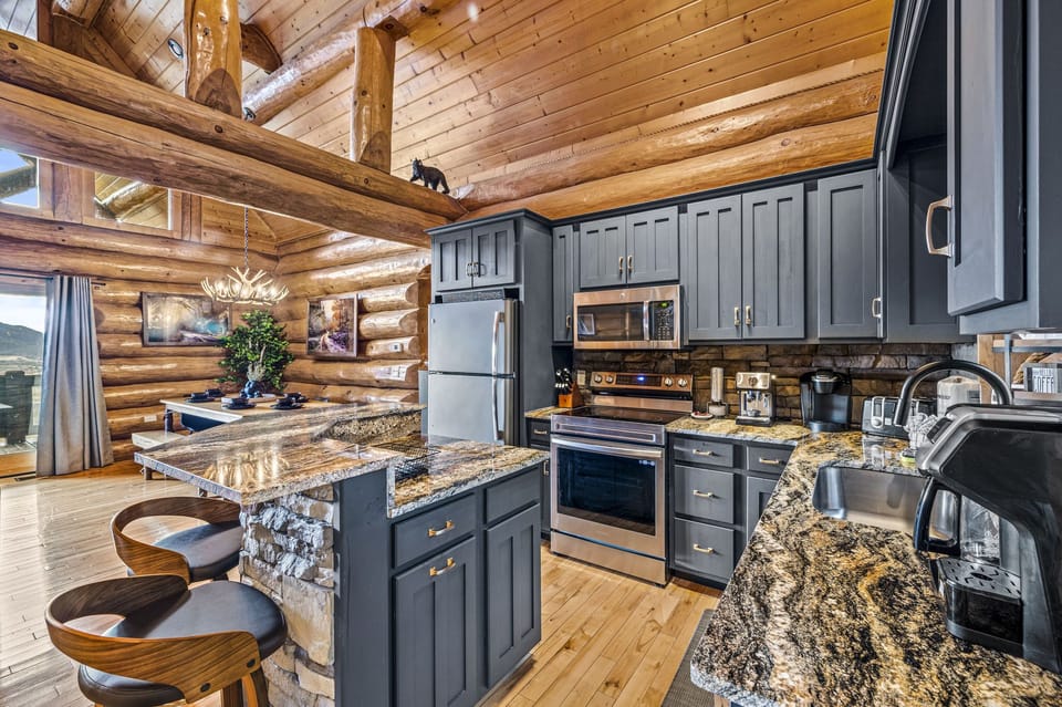 Serve up meals at the island, the dining table, or outside on the deck.