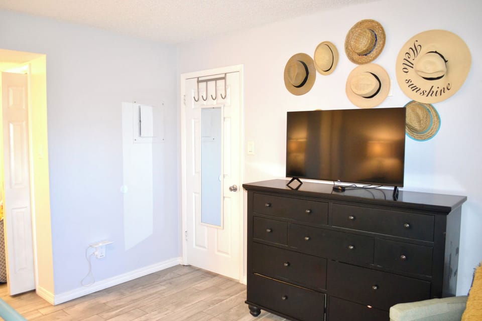 Smart tv in the bedroom with plenty of space to unpack