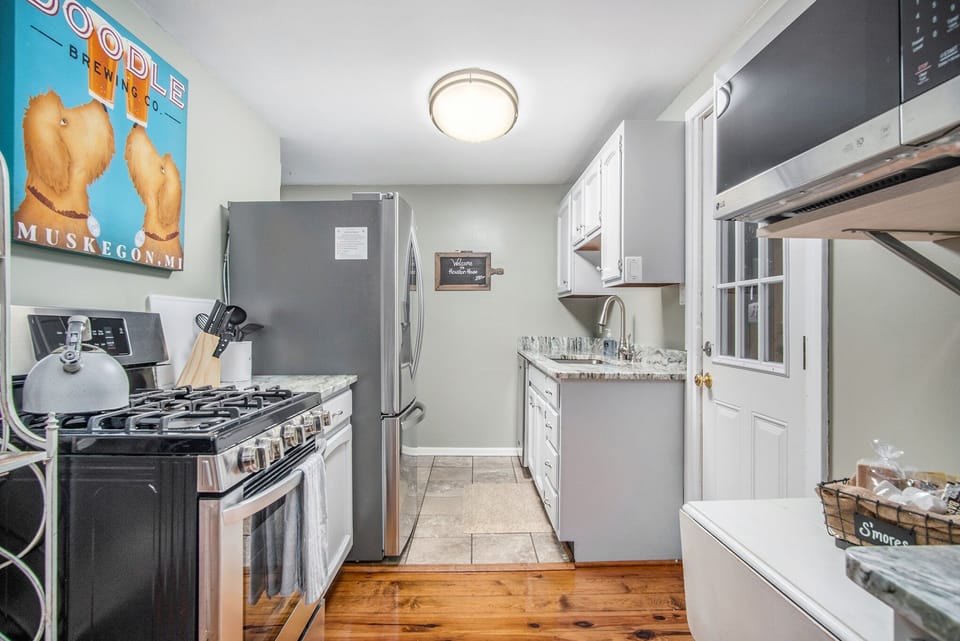 The full kitchen at Houston House is equipped with everything you need!