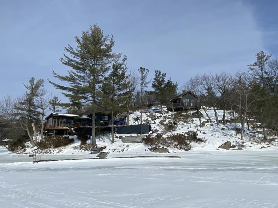 On the frozen lake in winter