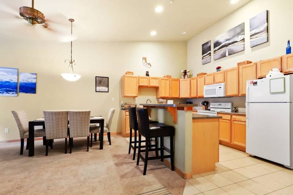 A well-equipped kitchen greets you when you enter the home.