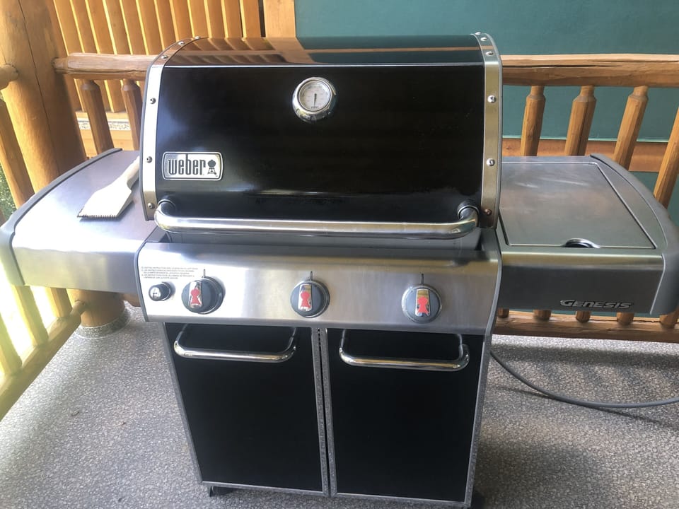 Weber natural gas barbeque on the back deck
