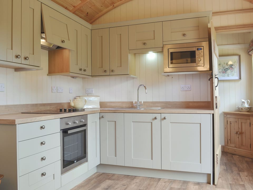 Kitchen area | Shepherds Lodge - Morrells Wood Farm, Leighton, near Shrewsbury