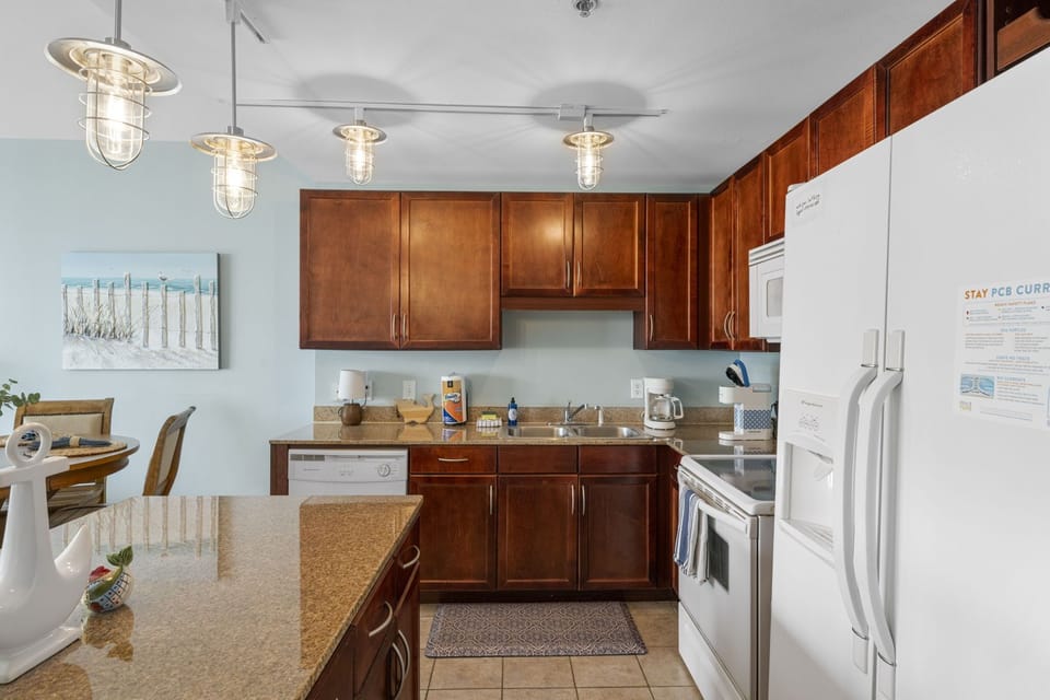 Full Size Kitchen with Ocean Views and Island Bar Seating