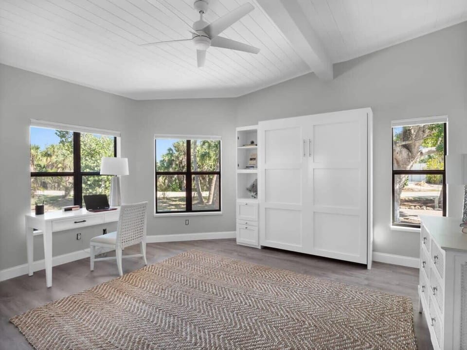 Guest bedroom two with pull down Murphy bed, also converts to office
