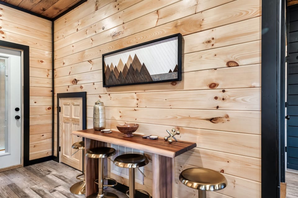 Table with bar stools for extra seating
