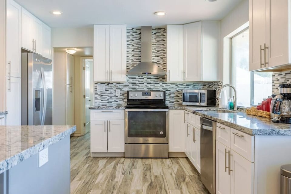 Enjoy a modern, fully stocked kitchen with plenty of space to prepare meals with ease.