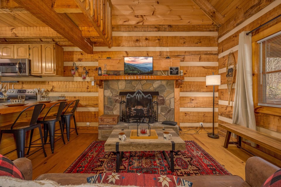 Indoors, Hardwood, Furniture, Living Room, Fireplace