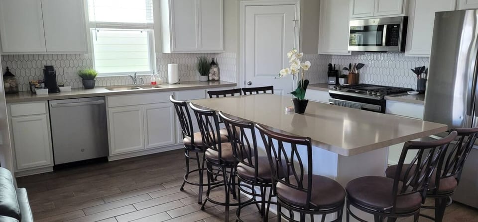 This kitchen is ready to go.  It was prepared for cooking by a local Chef.