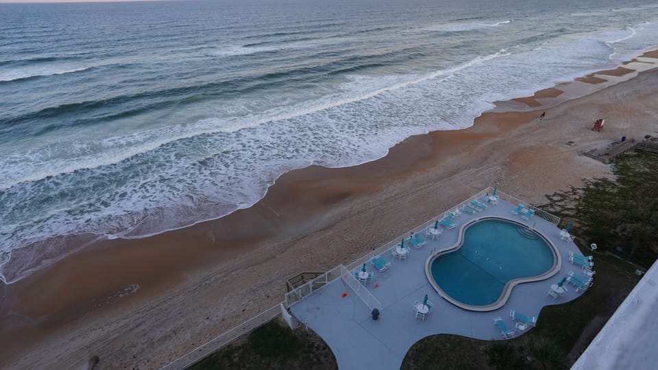 Beautiful view of the ocean and the pool from the unit.