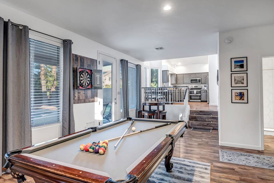 Plenty of Entertainment- Pool Table, Chess Table and Darts!