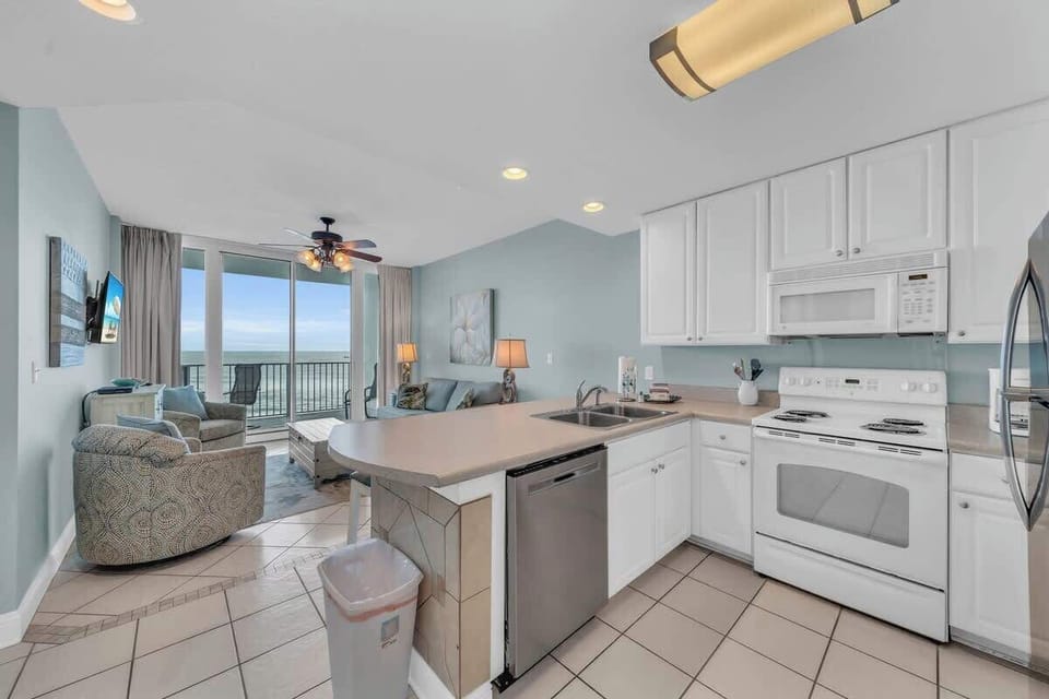 The fully stocked Kitchen, invites culinary adventures.