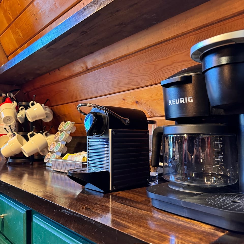 Perfect start for coffee connoisseurs: savoring every sip in the serene elegance of our A-frame sanctuary.