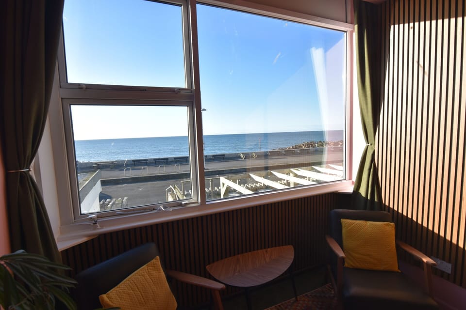 Looking out to sea.