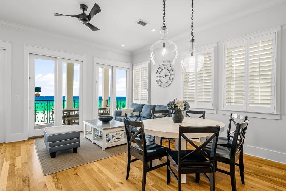 Dining with a VIEW! Seating for 11 in the Dining Room/Kitchen + seating for 8 on the covered balcony