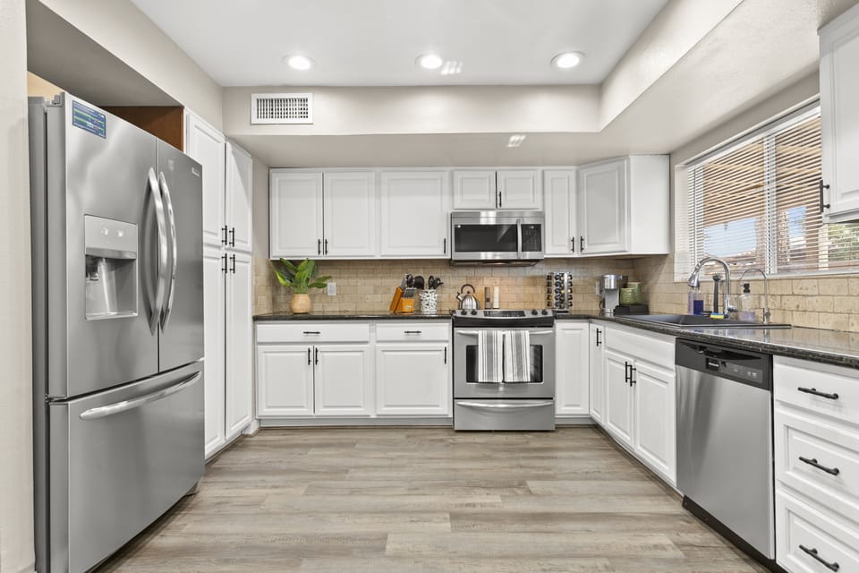 Fully equipped kitchen with modern appliances