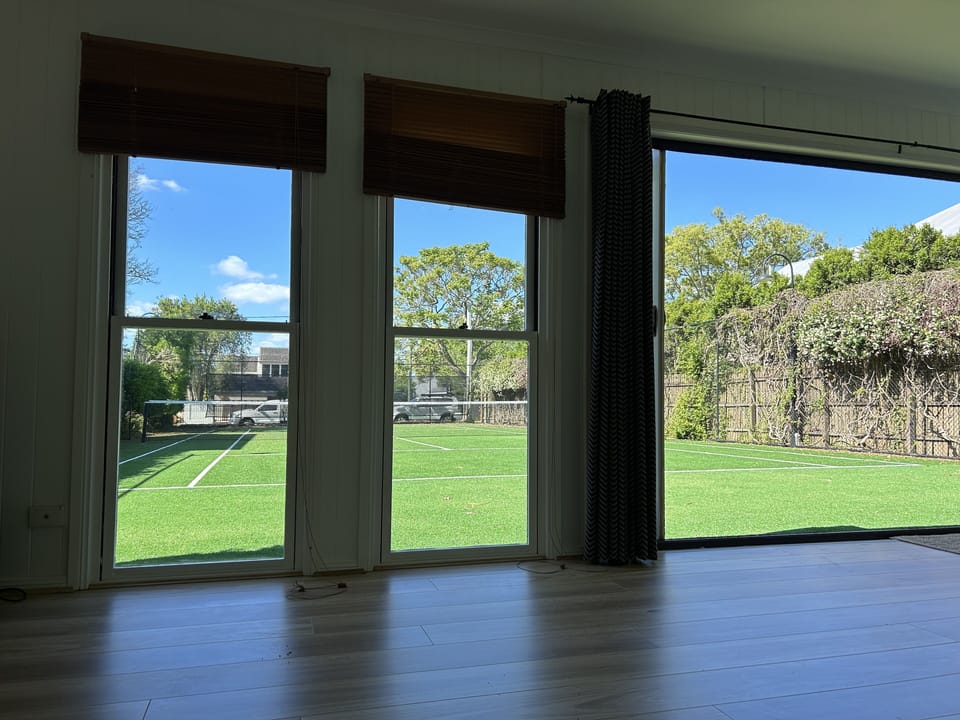 Outlook on to the tennis court which guest have full access to during their stay