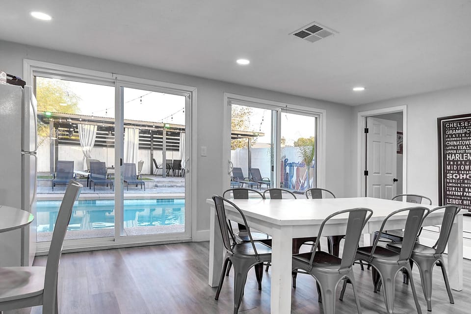 Dining room overlooks the amazing yard. 
