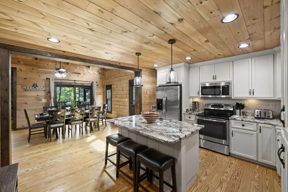 Kitchen adjoining dining room.