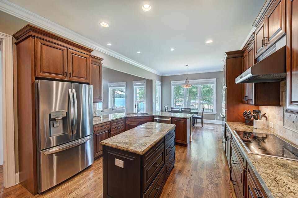 Chic and functional, featuring a sleek granite surface.