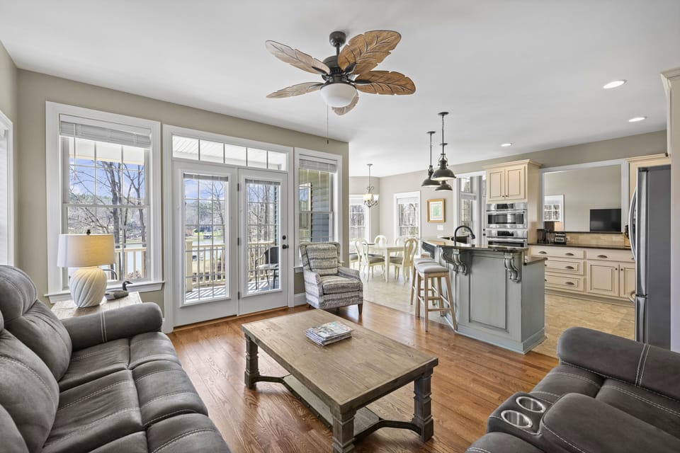 Lake Living 1-Main-level family room steps away from the kitchen.