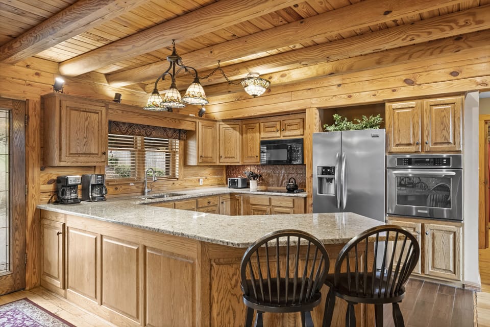 Incredible kitchen with barstool seating.